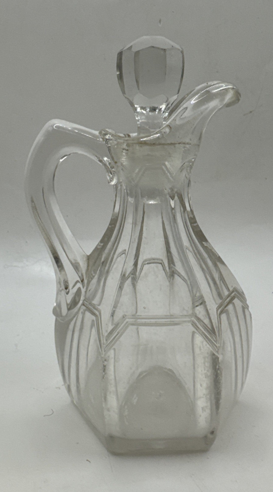 Vintage Set of 6 Clear Glass Cruets with Stoppers oil vinegar  Vtg