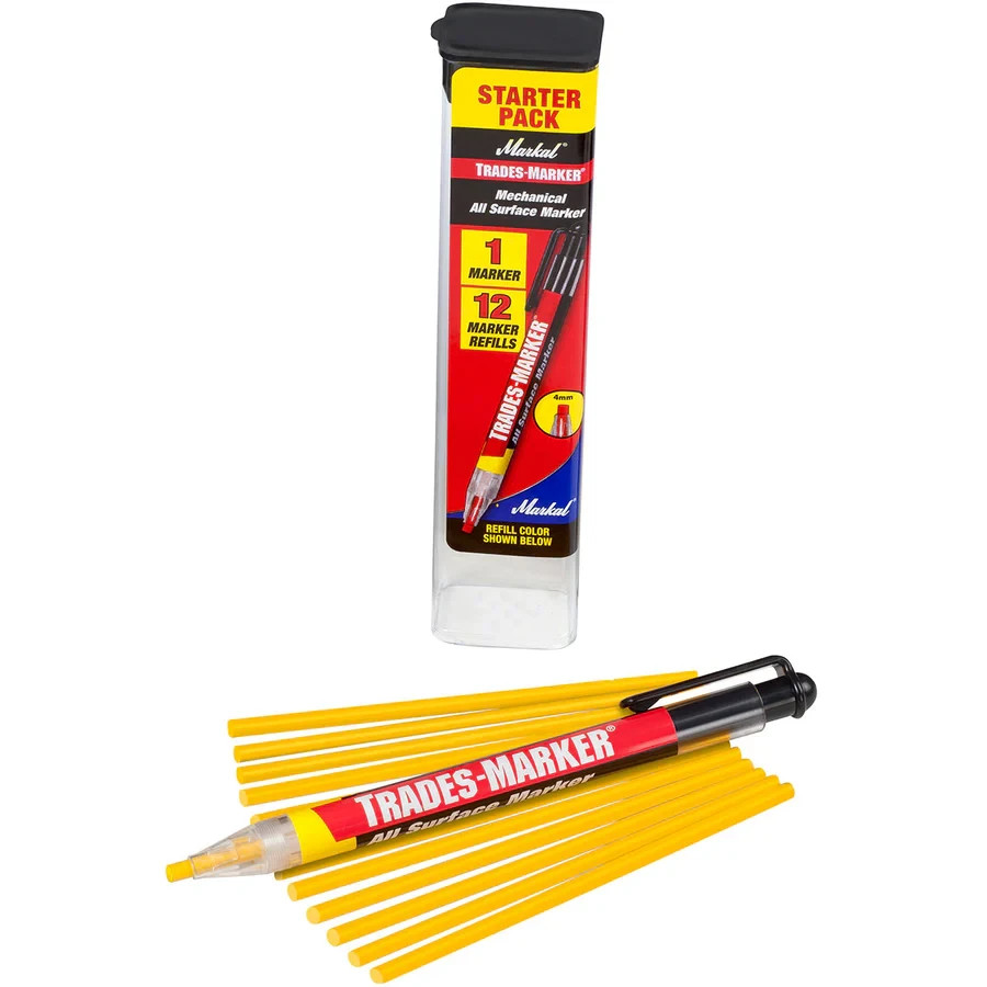 Markal 96131 Trades-Marker, Yellow | 1 Holder + 12 Refills | All-Surface