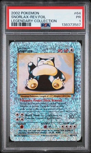 2002 POKEMON LEGEND COLL #64 SNORLAX-REVERSE FOIL PSA 1
