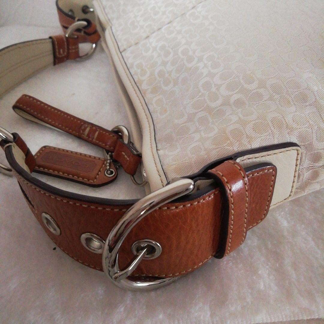 COACH Signature Leather Shoulder Bag White Authentic Women's Crossbody Bag image 5