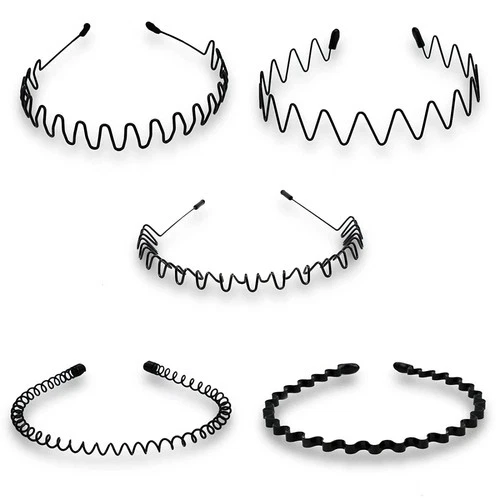 Black Metal Sports Unisex Hairband Headband Wave Alice Style Hair band Women Men - Picture 1 of 27
