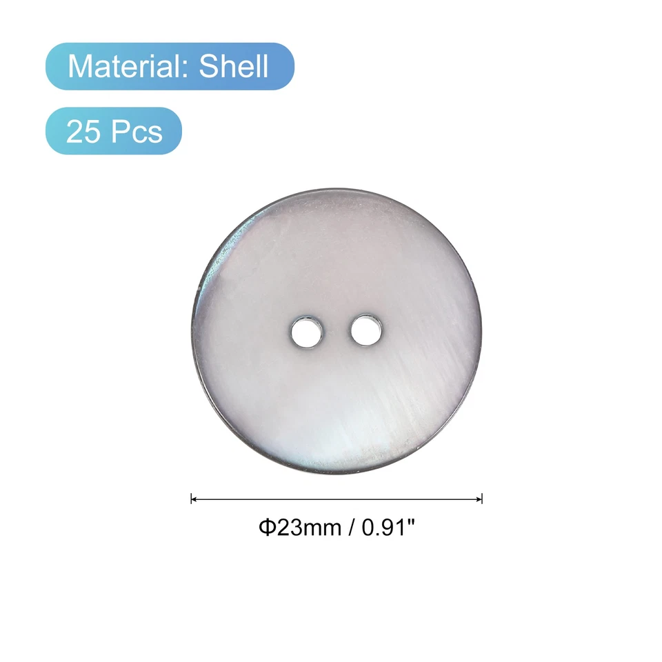25 Pcs Natural Shell Button, 2 Hole 23mm Mother of Pearl Button, Grey - Изображение 2 из 4