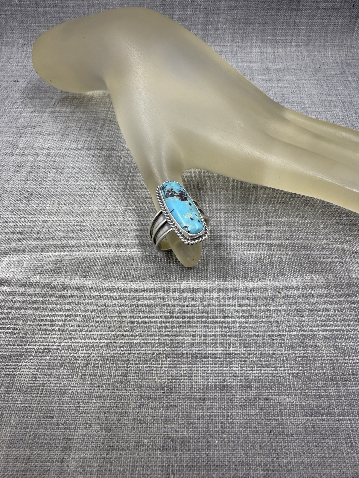 Running Bear Rectangle Turquoise Sterling Silver … - image 2