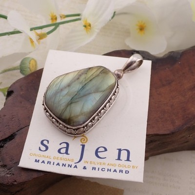 VTG Sajen Mariana & Richard Labradorite Oversized Sterling Silver Pendant 22.9 g