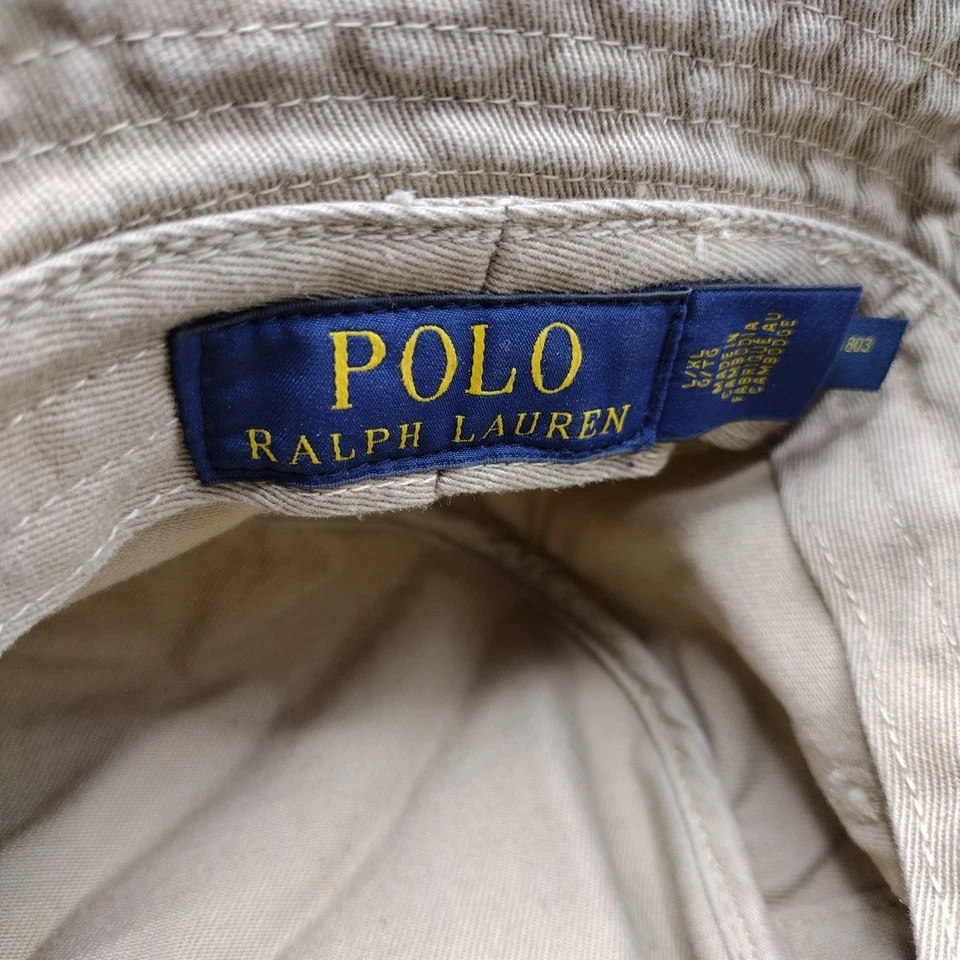 Vintage Polo Ralph Lauren Made in USA Beige Khaki Bucket Hat Cap - Adult Large - Image 3 of 4