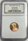 Very Nice 2000-P Lincoln Cent  Wide AM NGC MS66 RD   Free US Shipping