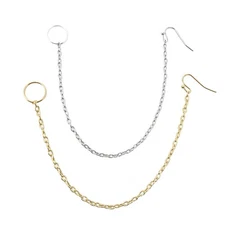 Honbay 2PCS Pierced Indian Nose Rings with Chain Nose to Ear Chain