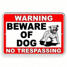 Beware of Dog Metal Sign Weatherproof No Trespassing Warning Plaque Outdoor Yard
