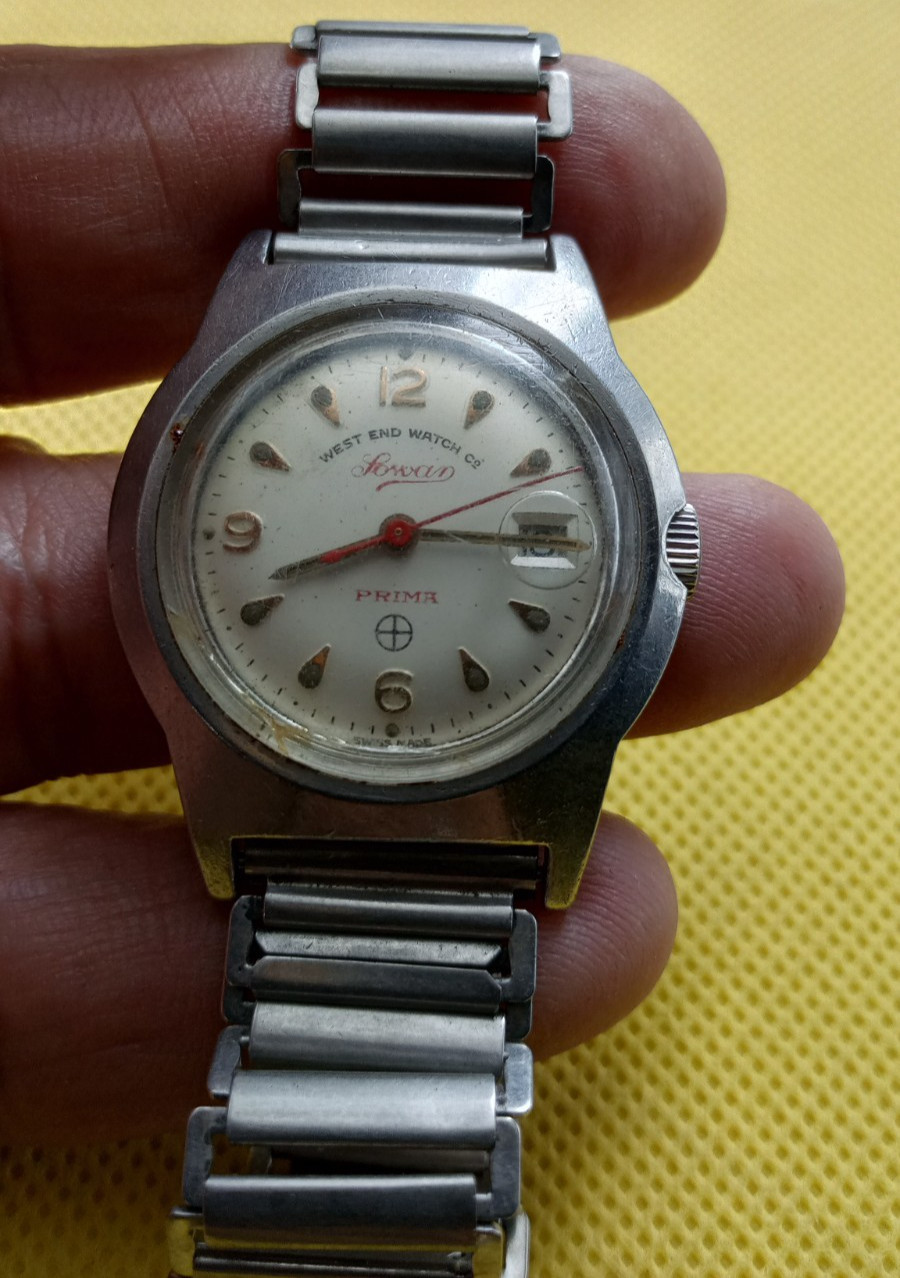 Sowar End Prima West Manual Made Wind Swiss . Vintage Wrist Drop Tear Dial Watch - vintagewatches.pk