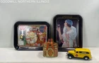 2 Vintage Coca Cola Metal Trays, 1984 Tin, Delivery Truck Coin Bank