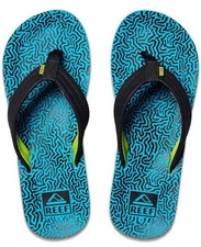 New Reef Boys Ahi Blue Thong Flip Flop Sandals Shoes Size 3 Youth Big Kid NWT