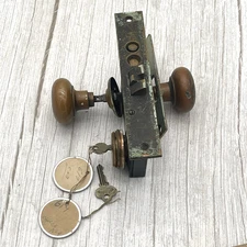 Vtg Corbin EK29821 Mortise Door Lock Original Box Strike Plate Knobs 2 Keys