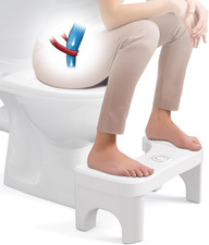 White Toilet Poop Stool, 7 Inch Height Squatting Potty Stool for Adults, Plastic