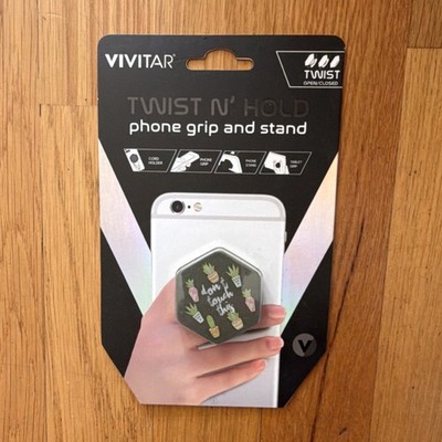 Vivitar Twist N' Hold Phone Grip & Stand, Pineapple Pattern, Black Multicolor
