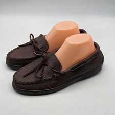 Minnetonka Men's Moosehide Brown Leather Loafer Moccasin Slipper Size 7