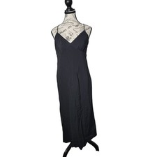 Madewell Layton Sadie Midi Slip Dress True Black 10 Romantic Goth NK419