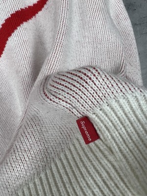 Supreme Nike Swoosh Sweater Knit SS19 Sz L White/Red | eBay