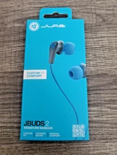 JLab JBuds 2 Signature Earbuds - Marine Blue - Includes 3 Sets Gel Ear Tips New