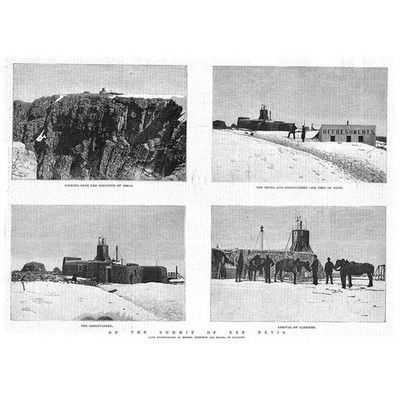 BEN NEVIS Szenen auf dem Gipfel - antiker Druck 1885