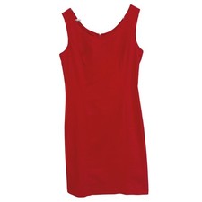 Rafaella Vintage Classic Chic Red Linen Cotton Blend Sleeveless Sheath Dress 6