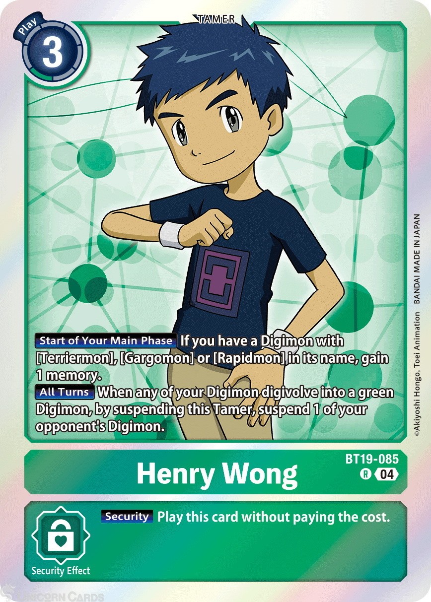 BT19-085 Henry Wong : Rare Digimon Card : BT19-20: Special Booster Ver.2.5