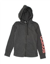 ADIDAS Womens Graphic Zip Hoodie Sweater UK 8 Small Grey AO15