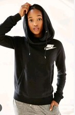 Nike Womens Black Rally Funnel Neck Hooded Sweatshirt S