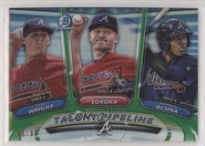 2018 Bowman Talent Pipeline Green Refractor /99 Ronald Acuna Jr Mike Soroka 2x6