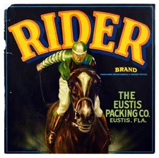 Original Fruit Crate Poster Rider Fruit Eustis Packing Co