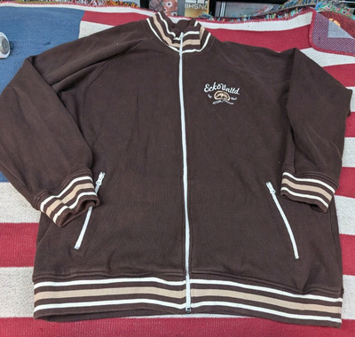 Vintage Y2K Men's Ecko Track Jacket Brown Full Zip Size 3XL Cotton Sweatshirt 