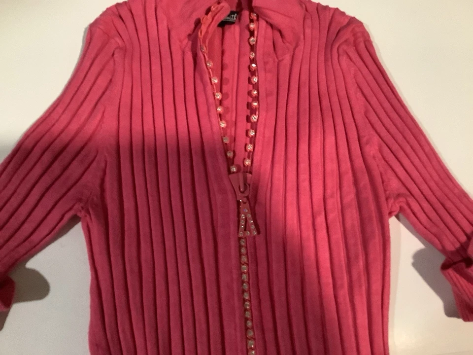 Guarnição de punho superior rosa anos 90 Willi Smith com zíper manga 3/4 - Imagem 2 de 4