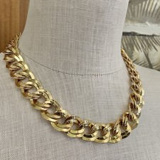 Monet Necklace Chunky Gold Tone Double Curb Link 20  Chain Vintage 80s