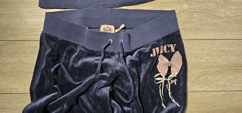 Vintage Y2K - Juicy Couture Velour Tracksuit Set - Navy Blue - Medium - Bows - Picture 3 of 6