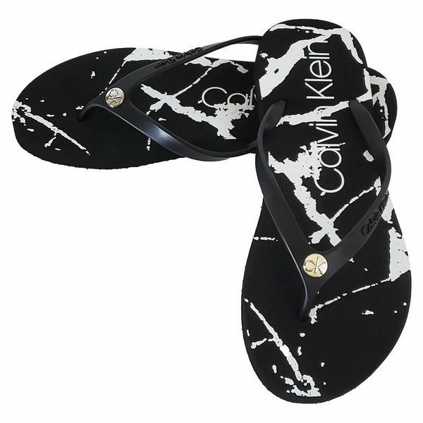 NWT CALVIN KLEIN AUTHENTIC WOMEN'S BLACK THONG FLIP FLOPS SANDALS SIZE 10 - visiondynamix.com