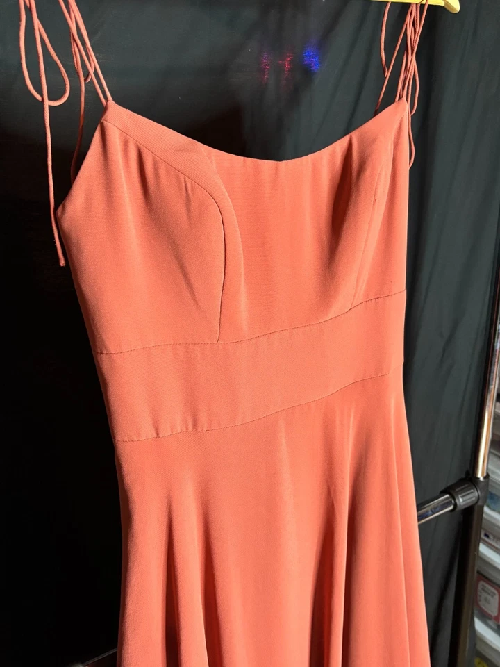 Naranja Espalda Abierta Correa de Espagueti Dama de honor Vestido de Noche Formal Baile de graduación 10 Foto 4 de 4