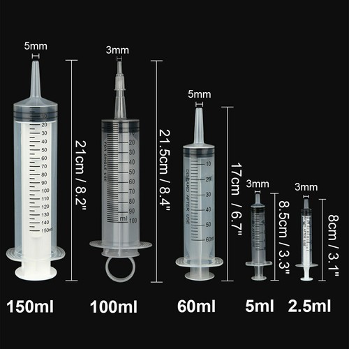 2ml 5ml 50ml 60ml 100ml 150ml Measuring Nutrient Resuable Hydroponics Syringes - Picture 3 of 17