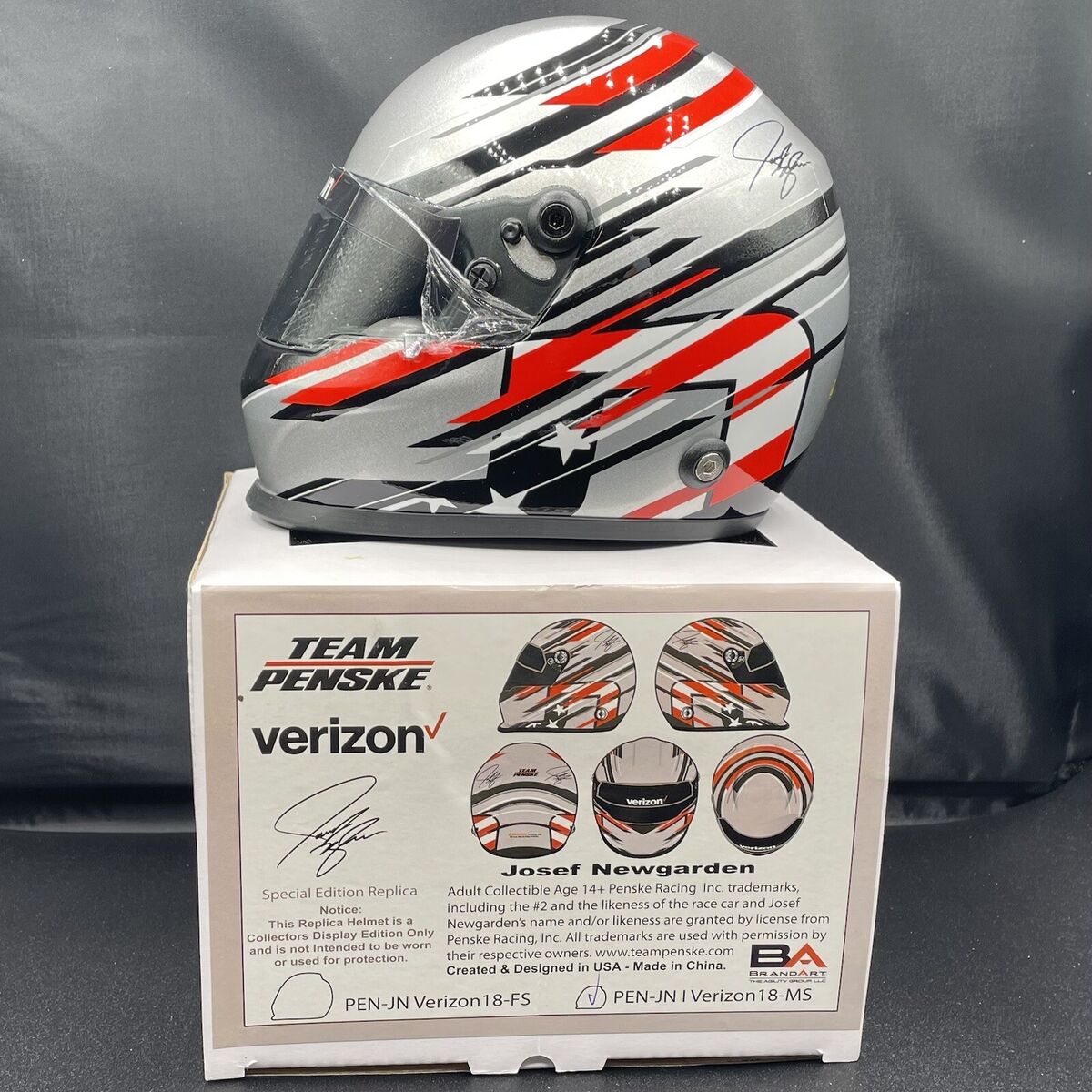 Josef Newgarden 2018 Verizon Replica INDYCAR Mini Helmet Josef Newgarden 2018 Verizon Replica INDYCAR Mini Helmet