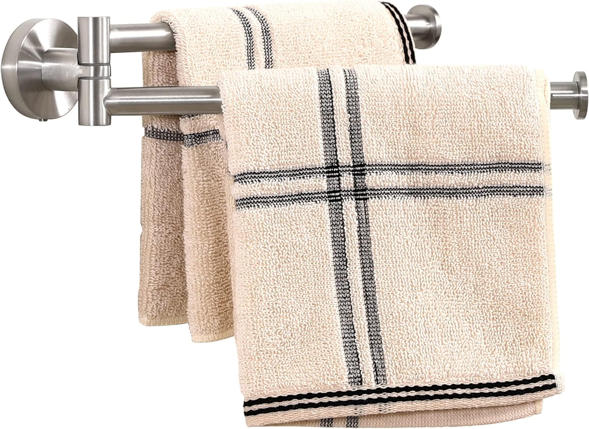 5-Arm Swing Out Towel Rail – Wall Mounted Swivel Towel Holder, SUS304 Stainless Steel, Polished Finish, 180° Rotating Bars