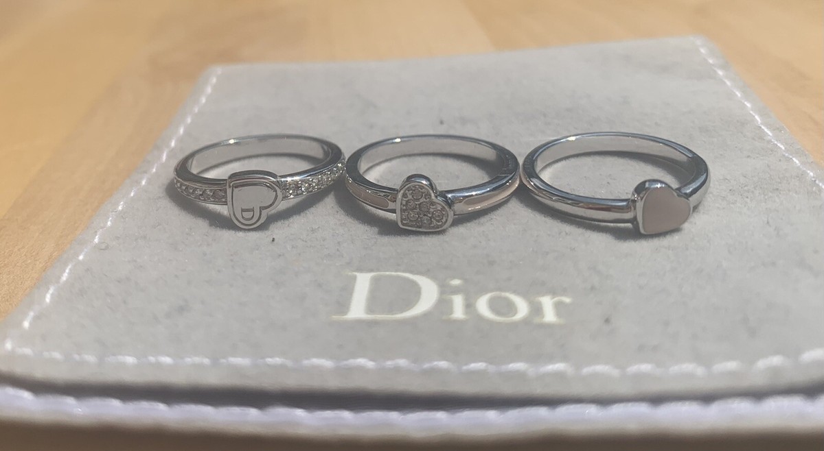 Stackable Ring My Dior Ring CHRISTIAN DIOR SET SILVER HEART RINGS