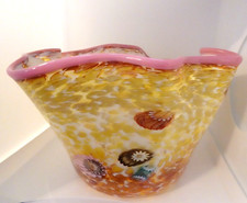 Signed Paul Allen Counts Studio Art Glass Millefiori Ocean Bowl / Vase