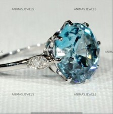 2.00CT Round Lab-Created Blue Topaz Solitaire Wedding Ring 14k White Gold Plated