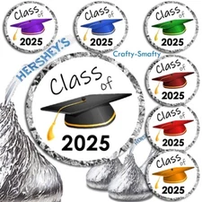 Class of 2025 Labels Stickers Envelope Seal Graduation Party Fits Hershey Kisses