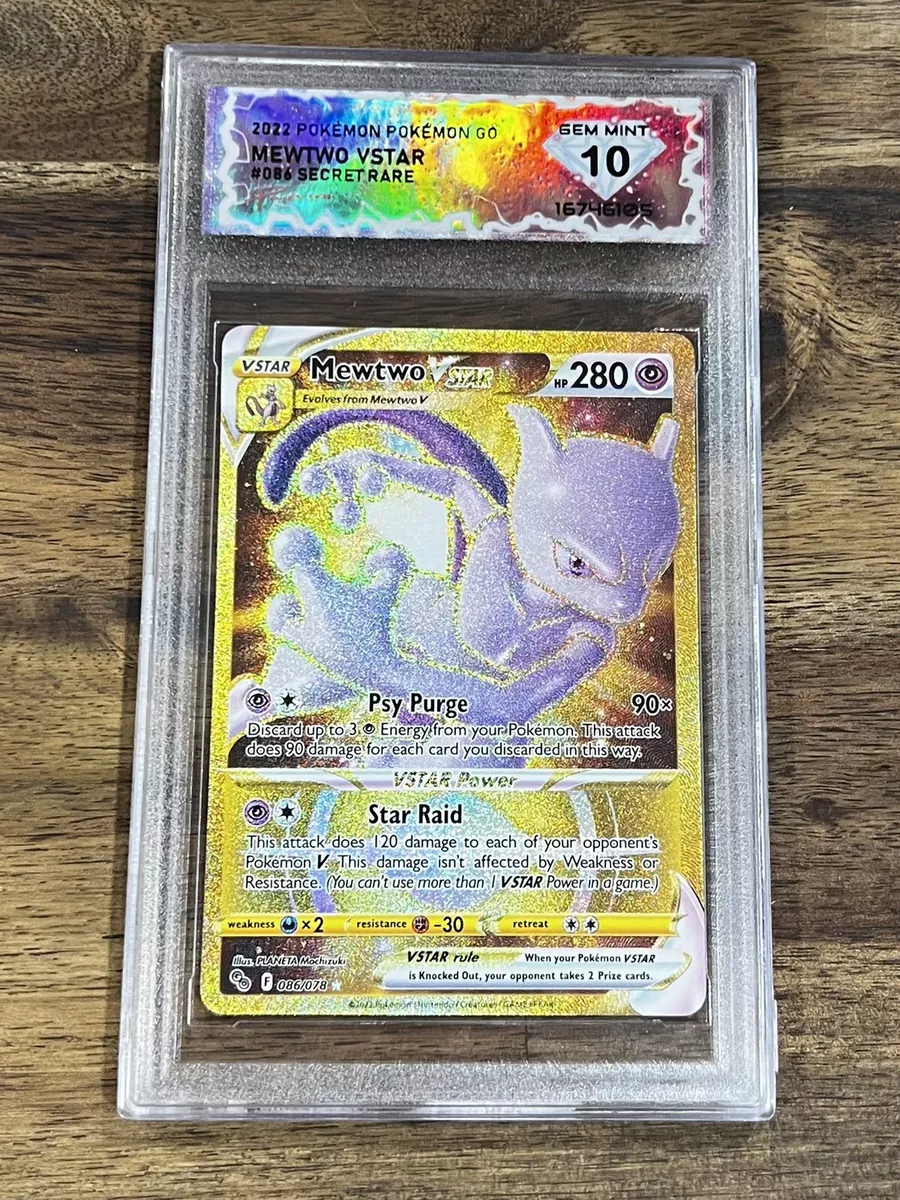 2022 Pokemon Go Mewtwo Vstar 086/078 Secret Gold Full Art PSA 9 MINT