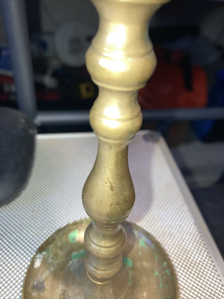Vtg. Traditional Single 7” Church Altar Pillar Candlestick Patina Taiwan - Image 3 of 4