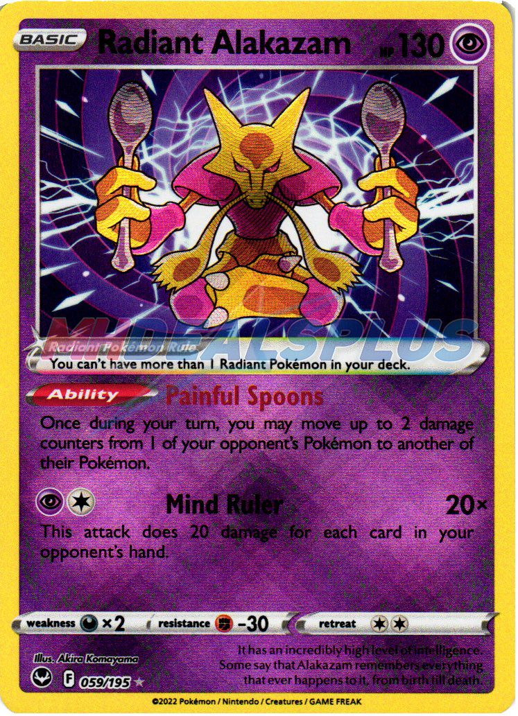 Auction Prices Realized Tcg Cards 2022 Pokemon Sword & Shield Silver  Tempest Radiant Alakazam