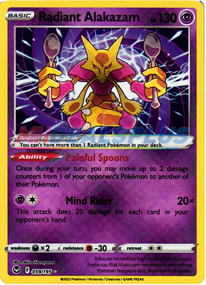 Pokemon Radiant Alakazam 059/195 Silver Tempest Near Mint