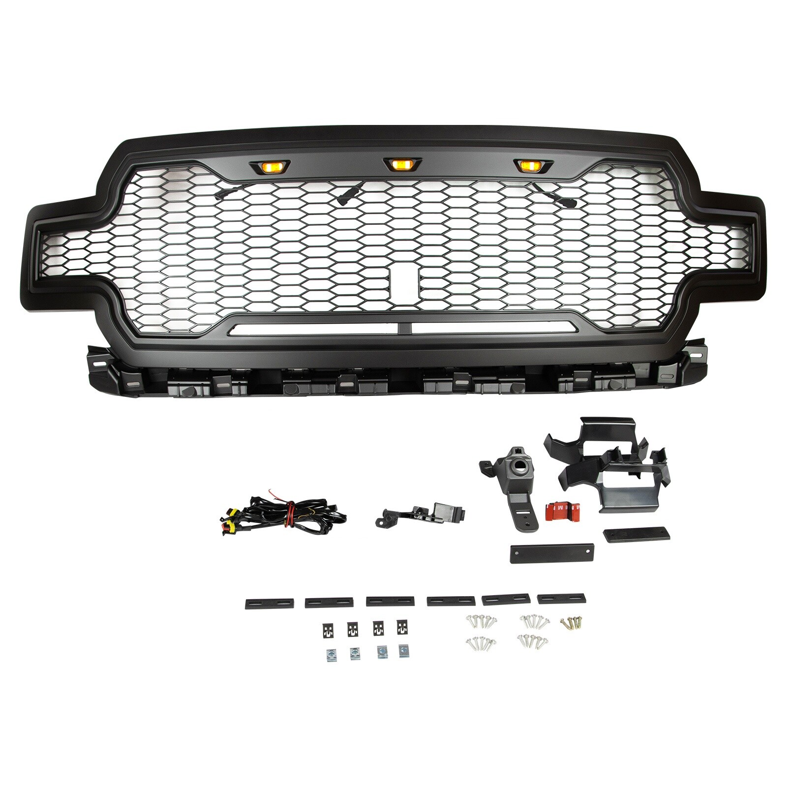 Car Front Grill for 18-20 F150 w/ LED&Wiring,Matte Black Grille