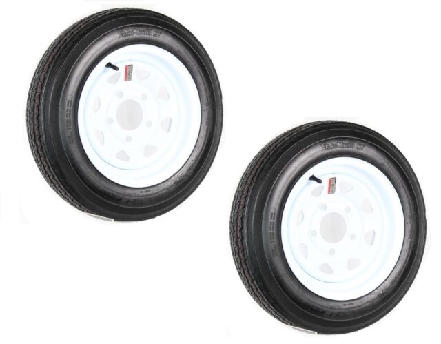 Two Trailer Tires On Rims 4 80 12 480 12 4 80 X 12 Lrb 5lug Wheel White Spoke For Sale Online Ebay