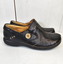 Clarks Unstructured Un Loop Black Leather Shoes Loafers - Womens Size 7 M US