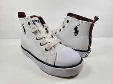 POLO Ralph Lauren Kids' White Falmuth Hi Top Sneakers - Size 8.5